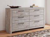 Broachmyn Gray Dresser front angle showing six drawers