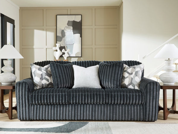 Midnight Madness Gunmetal Velvet Sofa main front view