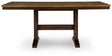 Rylandeen two-tone counter height dining extension table angled view