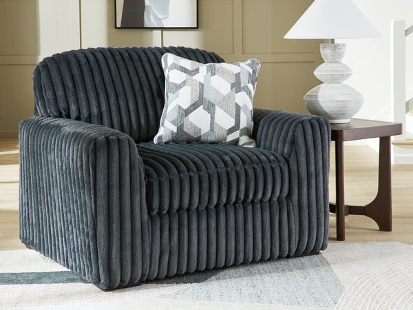 Midnight-Madness Gunmetal Velvet Oversized Chair front angle