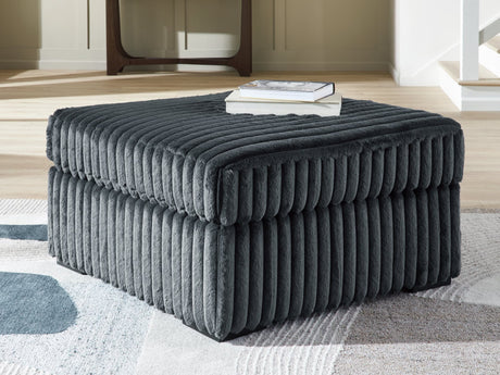 Midnight-Madness Gunmetal Velvet Oversized Accent Ottoman front view