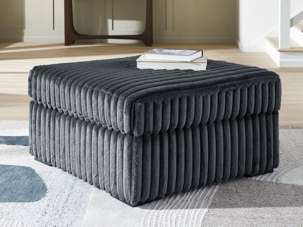 Midnight-Madness Gunmetal Velvet Oversized Accent Ottoman front view