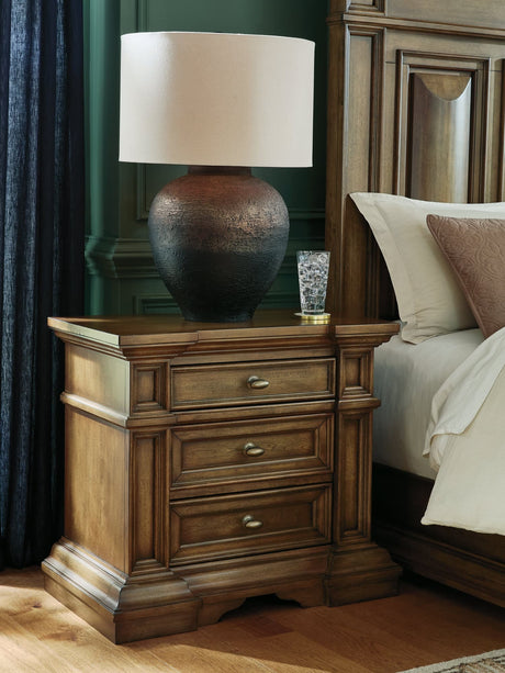 Frantanna Brown Nightstand front view showing drawers closed