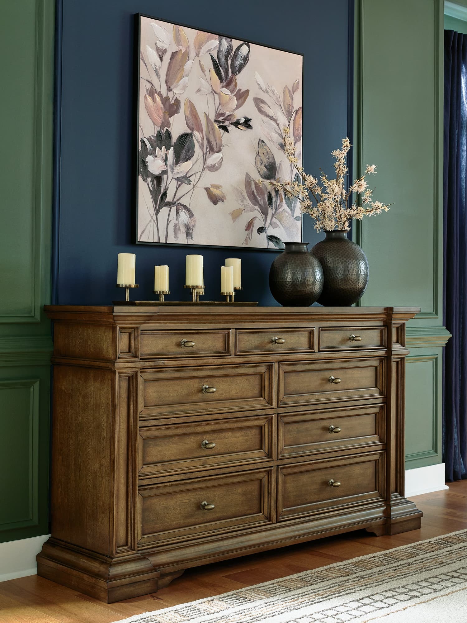 Frantanna Brown Dresser front view showing 9 drawers