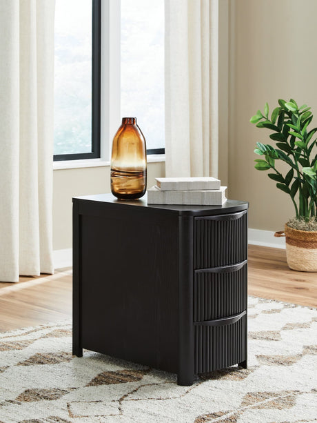 Camdill Black Chairside End Table front view
