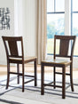 Rylandeen Counter Height Barstool front view showing two-tone light and dark chestnut finish