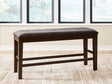 Haddigan Dark Brown Counter Height Dining Bench front view