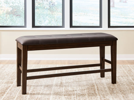 Haddigan Dark Brown Counter Height Dining Bench front view