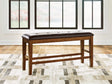 Ralene medium brown counter height dining bench angled view