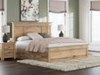 Tan king panel storage bed front view