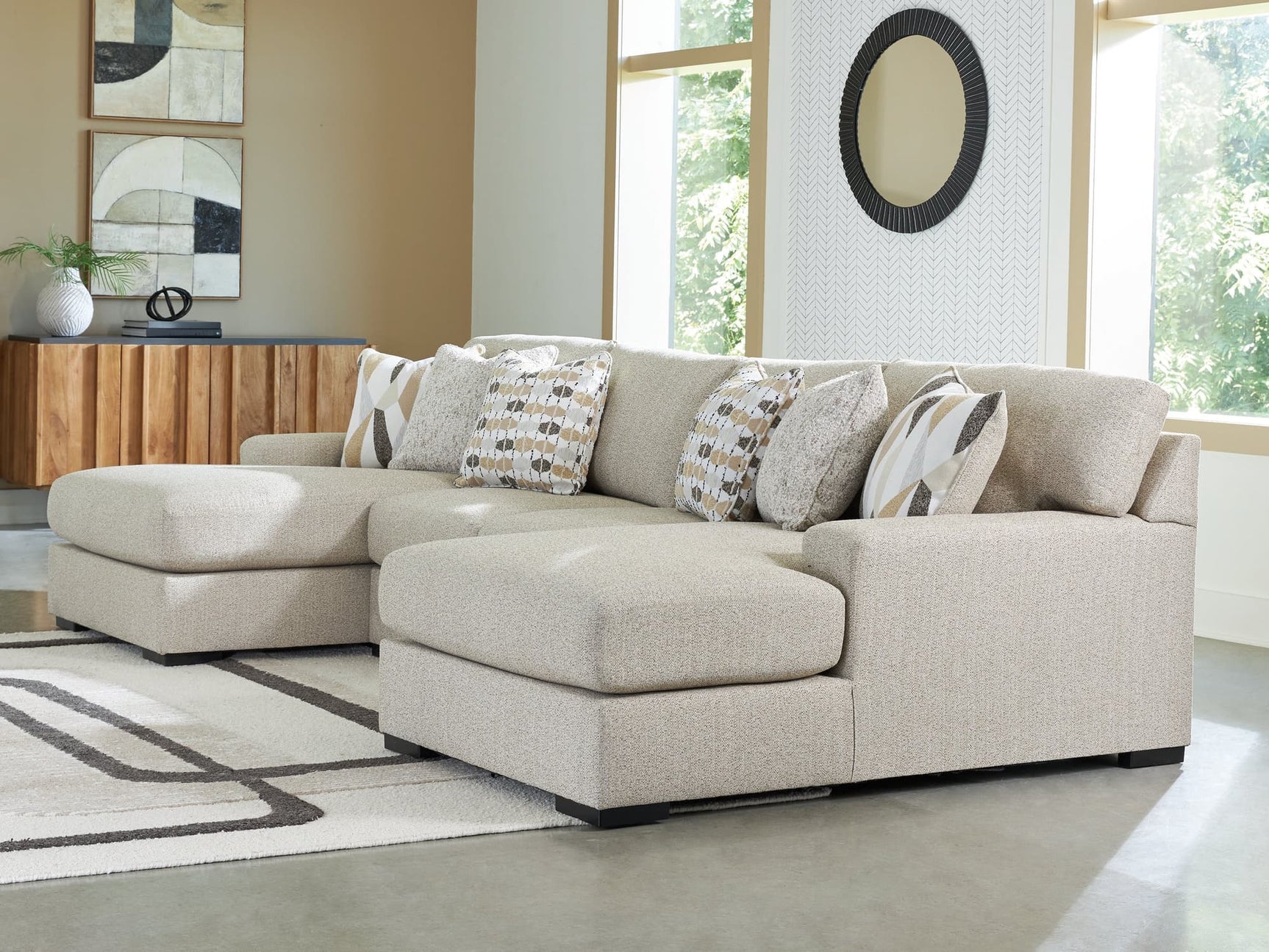 Laurelgrove Pebble chenille double chaise sectional sofa main view