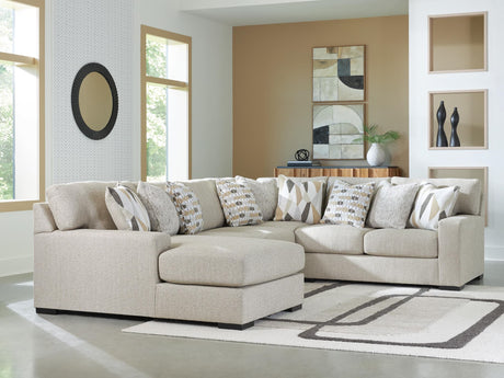Front view of Laurelgrove Pebble Chenille 4-Piece Sectional with Chaise in pebble fabric