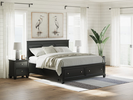 Lanolee Black King Panel Storage Bed front view