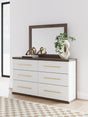Kendanport dresser and mirror set front view showing two-tone finish