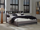 Verishaw Gray King Upholstered Bed front view