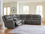 5Z Pittson Anchor Leather 6-Piece Power Reclining Sectional front view