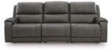 Pittson Anchor Leather 3-Piece Power Sectional Reclining Sofa front view