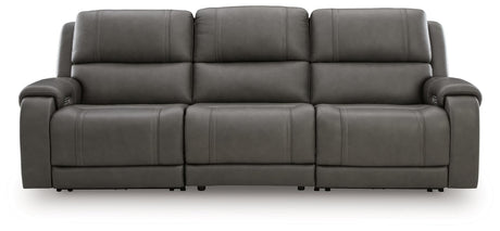 Pittson Anchor Leather 3-Piece Power Sectional Reclining Sofa front view