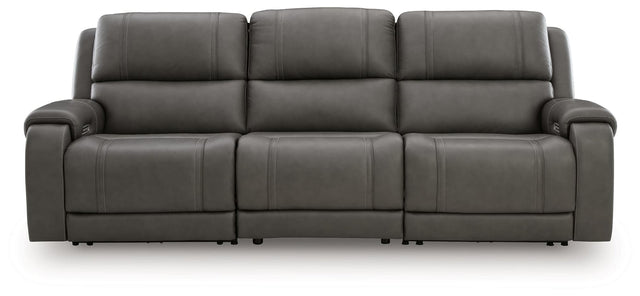 Pittson Anchor Leather 3-Piece Power Sectional Reclining Sofa front view