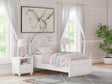Kozlani White Twin Upholstered Panel Bed - front view