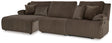 Top Tier Chocolate Velvet Reclining Sofa Chaise Sectional front view