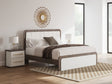Kendanport King Upholstered White and Brown Bed Front View
