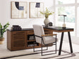Kallari credenza and desk return in warm brown and black finish front view