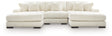 Lindyn Ivory Velvet 3-Piece Sectional Sofa with Double Chaise front view