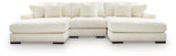 Lindyn Ivory Velvet 3-Piece Sectional Sofa with Double Chaise front view