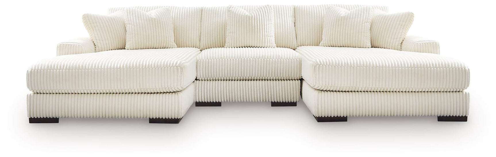 Lindyn Ivory Velvet 3-Piece Sectional Sofa with Double Chaise front view