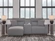 Front view of Modmax II 3-piece power reclining sectional in Salt and Pepper