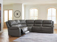 5Z Pittson Anchor Leather 5-Piece Power Reclining Sectional front view