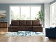 McDowlan Coffee Leather 3-Piece Sectional with Double Chaise sectional sofa front view