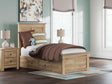 Makidern Tan Twin Panel Storage Bed front view
