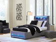 Verishaw Gray Twin Upholstered Bed with Wireless Audio front view