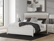 Zuraleus White King Upholstered Panel Platform Bed, front angle