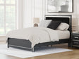 Zuraleus Black Queen Upholstered Panel Platform Bed front angle