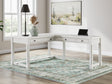 Robbinsdale Antique White L-Shaped Home Office Desk front view