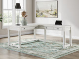 Robbinsdale Antique White L-Shaped Home Office Desk front view