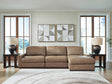 Veronella Sahara Leather 3-Piece Sectional with Chaise sofa front view