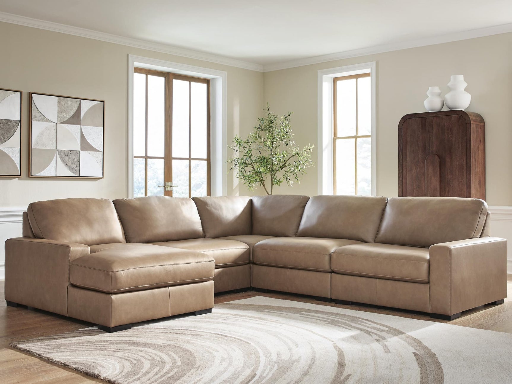 Main view of Veronella Sahara Leather 5-Piece Sectional Sofa with Chaise
