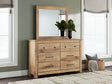 Makidern tan dresser with mirror front view