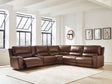 DeepWakes Canyon 6-piece power reclining leather sectional with storage console front angle