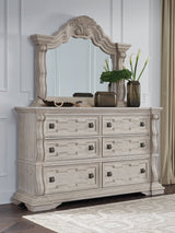 Bruchandi antique white dresser with mirror showing front view