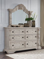 Bruchandi antique white dresser with mirror showing front view