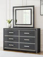 Zuraleus matte black dresser with attached mirror front view