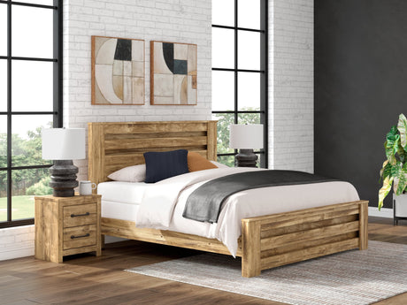 Maystonna Brown King Panel Bed front view