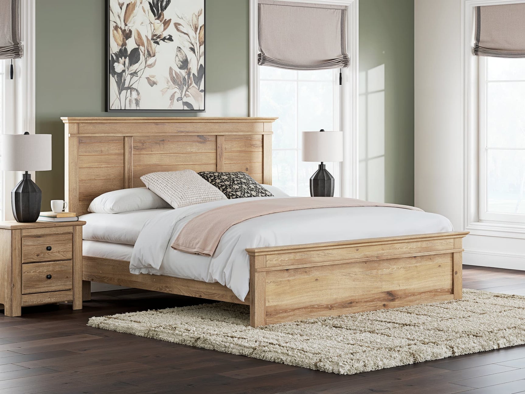 Makidern Tan King Panel Bed front view