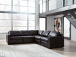 Modmax II Black Leather 5-Piece Sectional sofa main view front angle