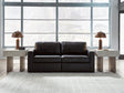 front view of Modmax II black leather 2-piece sectional loveseat
